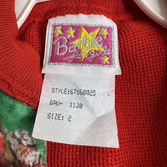 Barbie Toddler Girls VINTAGE 1993 Holiday Pajama Zip up Sleeper Size 2 New w Tag - Picture 7 of 9